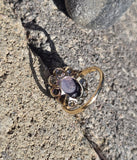 18ct with silver top two-tone Edwardian natural Star Sapphire and diamond antique estate ring HOLD