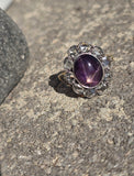 18ct with silver top two-tone Edwardian natural Star Sapphire and diamond antique estate ring HOLD