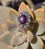 18ct with silver top two-tone Edwardian natural Star Sapphire and diamond antique estate ring HOLD