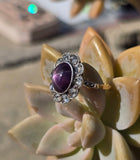 18ct with silver top two-tone Edwardian natural Star Sapphire and diamond antique estate ring HOLD