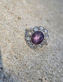 18ct with silver top two-tone Edwardian natural Star Sapphire and diamond antique estate ring HOLD