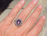 18ct with silver top two-tone Edwardian natural Star Sapphire and diamond antique estate ring HOLD