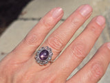 18ct with silver top two-tone Edwardian natural Star Sapphire and diamond antique estate ring HOLD