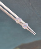 14k white gold European cut diamond scroll studs - .54ct tw