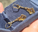 platinum and 18ct gold two-tone Art Deco diamond and sapphire target earrings dangle drops