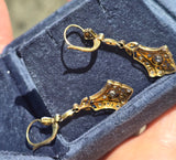 platinum and 18ct gold two-tone Art Deco diamond and sapphire target earrings dangle drops