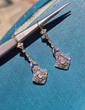 platinum and 18ct gold two-tone Art Deco diamond and sapphire target earrings dangle drops