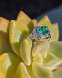 18k white gold emerald filigree c.1920's ring
