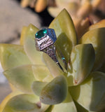 18k white gold emerald filigree c.1920's ring