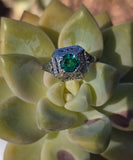 18k white gold emerald filigree c.1920's ring