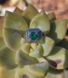 18k white gold emerald filigree c.1920's ring