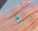 18k white gold emerald filigree c.1920's ring