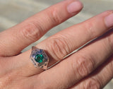 18k white gold emerald filigree c.1920's ring