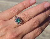 18k white gold emerald filigree c.1920's ring