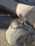 Edwardian 18ct gold & platinum two-tone old cut diamond and opal navette antique ring HOLD