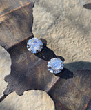 platinum old mine cut diamond stud antique earrings - 1.75ct tw
