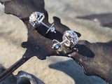 platinum old mine cut diamond stud antique earrings - 1.75ct tw