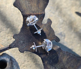 platinum old mine cut diamond stud antique earrings - 1.75ct tw