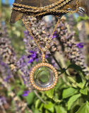 14k gold `Victorian quartz crystal & pearl pendant necklace locket