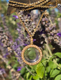 14k gold `Victorian quartz crystal & pearl pendant necklace locket