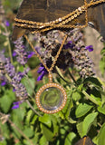 14k gold `Victorian quartz crystal & pearl pendant necklace locket