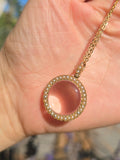 14k gold `Victorian quartz crystal & pearl pendant necklace locket