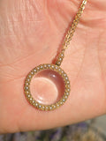 14k gold `Victorian quartz crystal & pearl pendant necklace locket