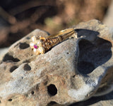 15ct gold Victorian floral ruby and pearl ring band