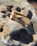 15ct gold Victorian floral ruby and pearl ring band