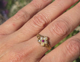 15ct gold Victorian floral ruby and pearl ring band
