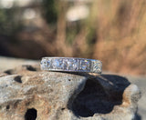 Platinum Art Deco European diamond estate engagement wedding band