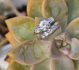 14k gold two-tone vintage diamond bridal set - apx 1.26ct tw