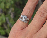 14k gold two-tone vintage diamond bridal set - apx 1.26ct tw