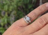 14k gold two-tone vintage diamond bridal set - apx 1.26ct tw
