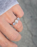 18ct gold & platinum two-tone 3 old cut diamond antique ring - c.1900-1920's HOLD