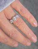 18ct gold & platinum two-tone 3 old cut diamond antique ring - c.1900-1920's HOLD