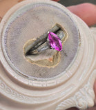 Platinum pink sapphire & diamond estate ring