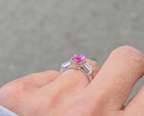 Platinum pink sapphire & diamond estate ring
