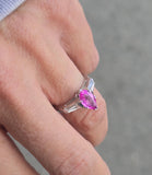 Platinum pink sapphire & diamond estate ring