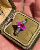 Platinum pink sapphire & diamond estate ring