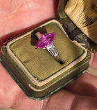Platinum pink sapphire & diamond estate ring