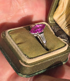 Platinum pink sapphire & diamond estate ring