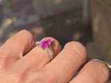 Platinum pink sapphire & diamond estate ring