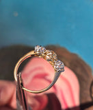 18ct gold & platinum two-tone 3 old cut diamond antique ring - c.1900-1920's HOLD