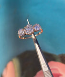 18ct gold & platinum two-tone 3 old cut diamond antique ring - c.1900-1920's HOLD