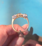 18ct gold & platinum two-tone 3 old cut diamond antique ring - c.1900-1920's HOLD