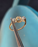 18ct gold & platinum two-tone 3 old cut diamond antique ring - c.1900-1920's HOLD