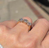 18ct gold & platinum two-tone 3 old cut diamond antique ring - c.1900-1920's HOLD