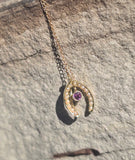 10k gold Victorian amethyst and pearl wishbone necklace pendant lavaliere