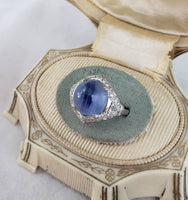 Platinum Art Star Sapphire & Diamond ladies Ring apx 13.24ct